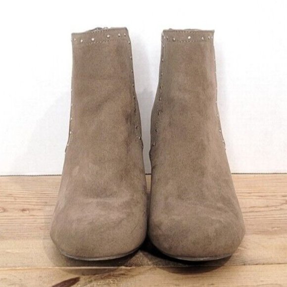 JustFab Tan Ankle Boots with Stud Detail - Picture 2 of 11